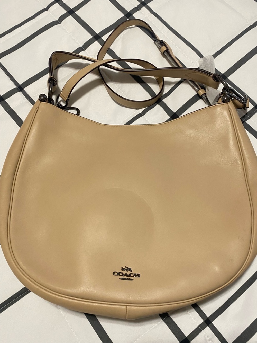 COACH Beachwood Beige Leather Snap NOMAD Hobo Shoulder Bag Purse #36026 - Picture 14 of 16